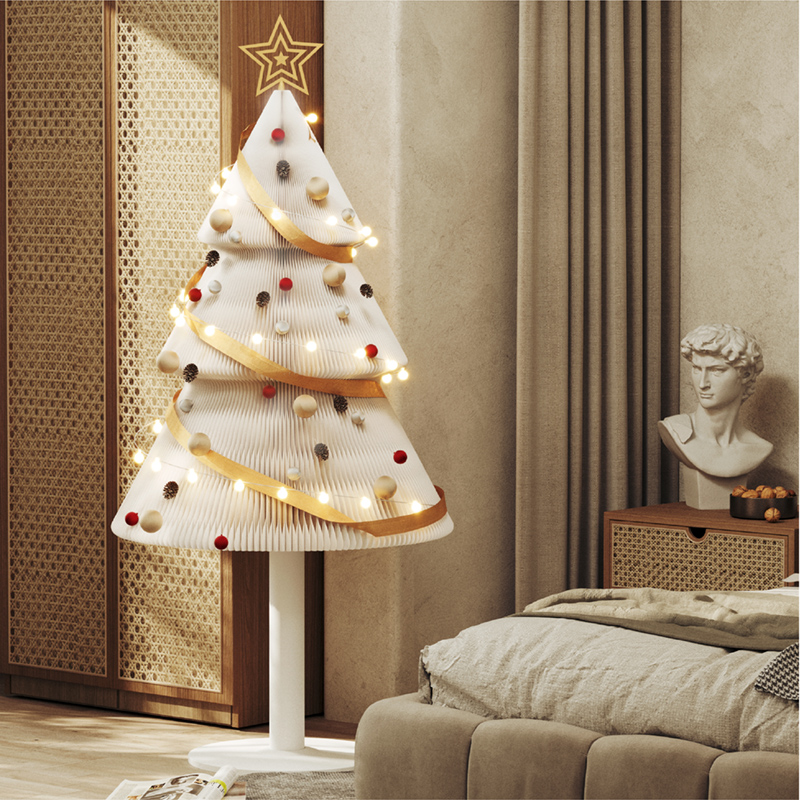 금속 스탠드와 153cm 높이 가문비나무 크리스마스 트리 크래프트 종이 크리스마스 트리