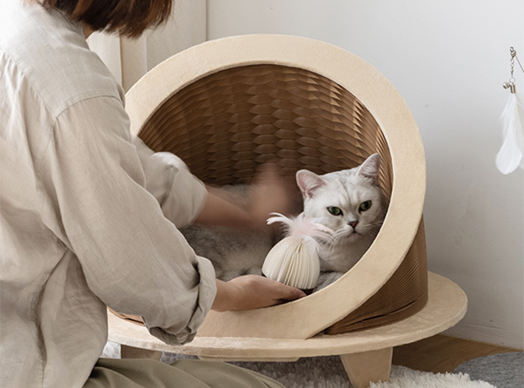 2022 New Collection Creative Cat House With Soft Plush Pad Carboard Cat House Time Machine Cat House A