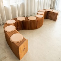 Honismart 42cm 9 persons Paper Bench Fashion Show Public Chair Folding Furniture