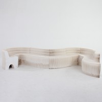 Honismart Modern Expanding Paper Salon Sofa 100% Recycled Craft Paper Long Sofa For Office And Public Area