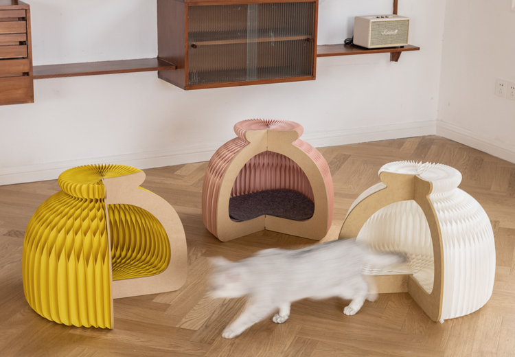 Creative Unique Design Foldable Cat House And Cattery With Felt Cushion For Small Pets (3)