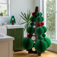 Flexible Assembly Paper Christmas Tree Bubble Xmas Decoration For Living Room Showroom