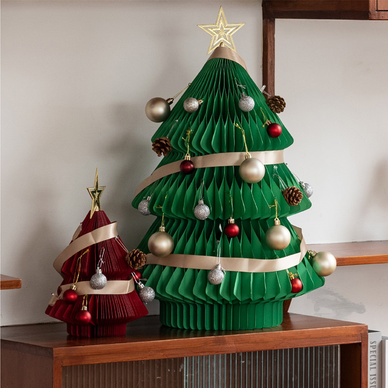 Árbol de Navidad gemelos, 2 piezas como un juego, árbol de Navidad de papel artesanal en 3 opciones de colores
